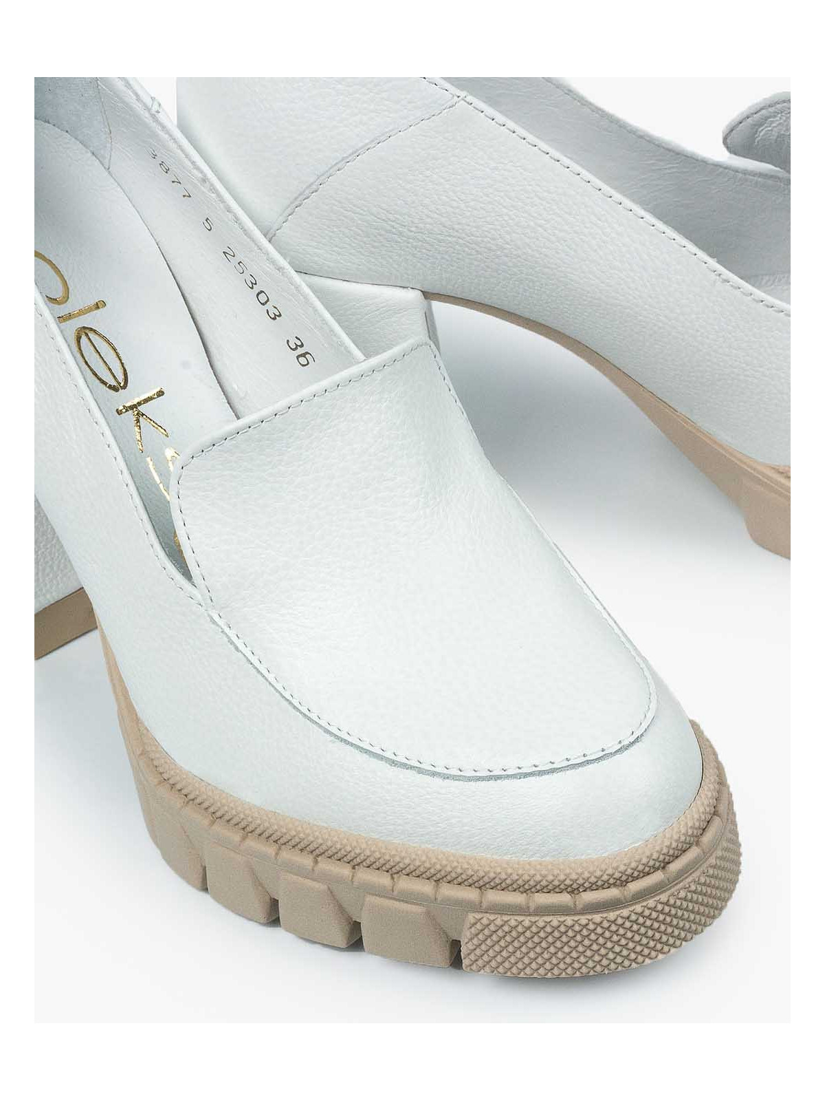Białe półbuty damskie skórzane