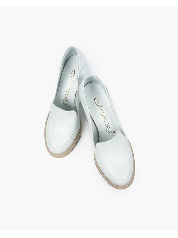 Białe półbuty damskie skórzane