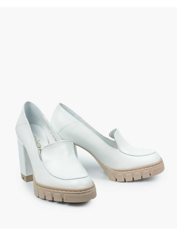 Białe półbuty damskie skórzane