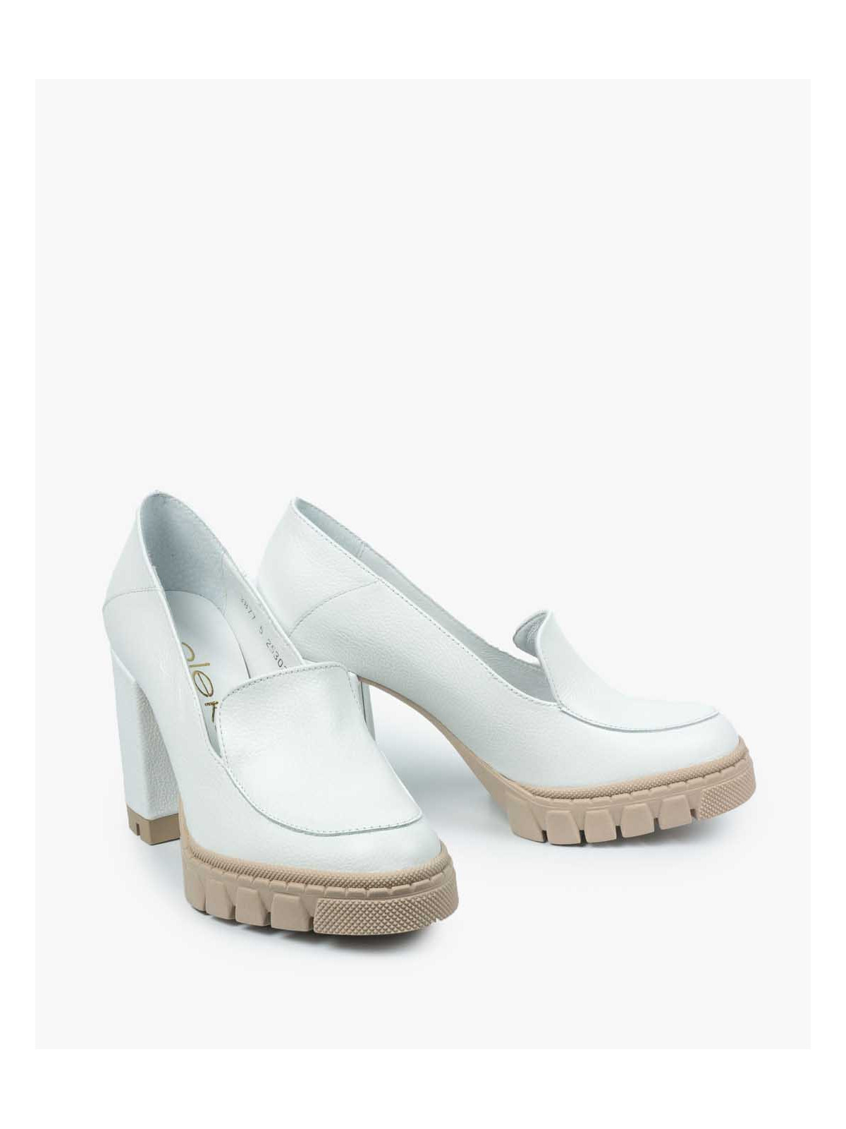 Białe półbuty damskie skórzane