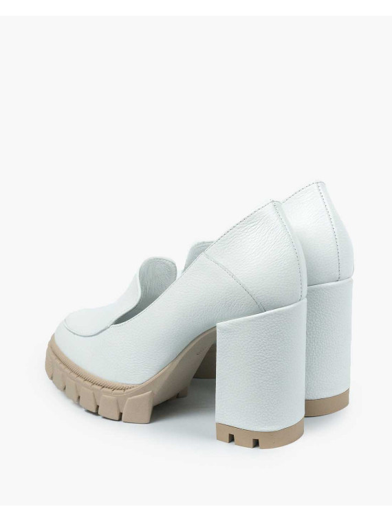 Białe półbuty damskie skórzane