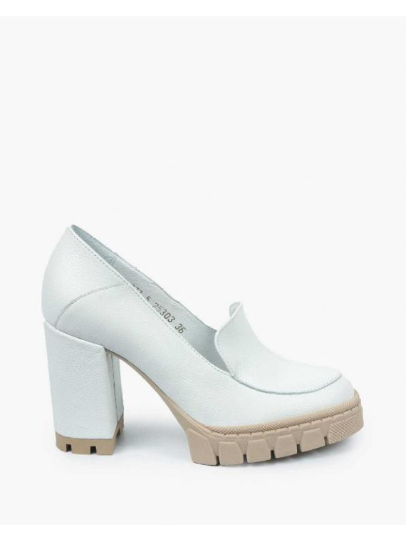 Białe półbuty damskie skórzane