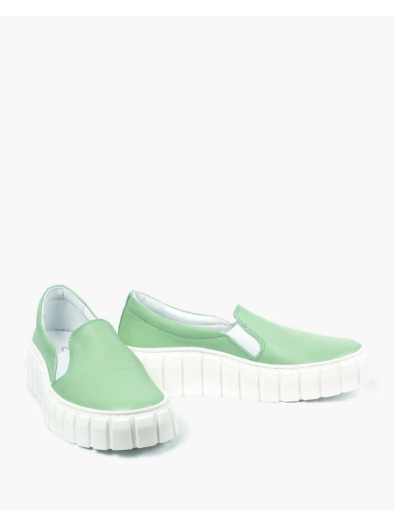 Zielone półbuty damskie skórzane