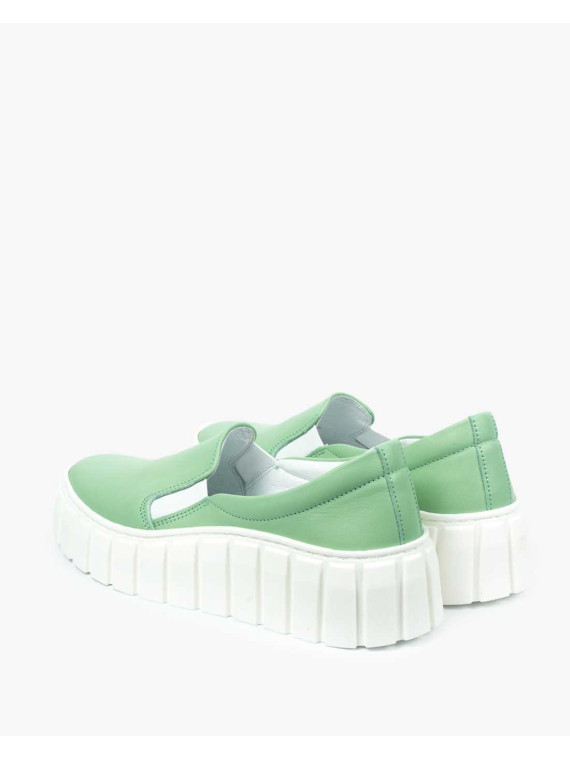 Zielone półbuty damskie skórzane