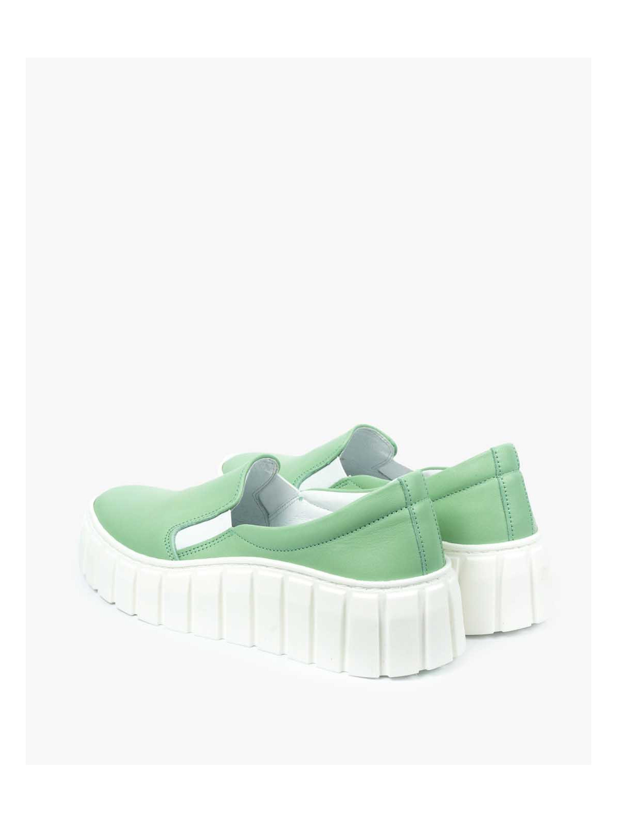 Zielone półbuty damskie skórzane