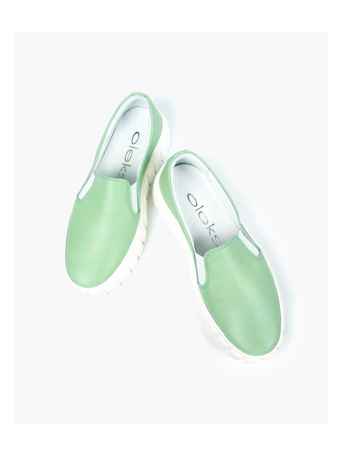 Zielone półbuty damskie skórzane