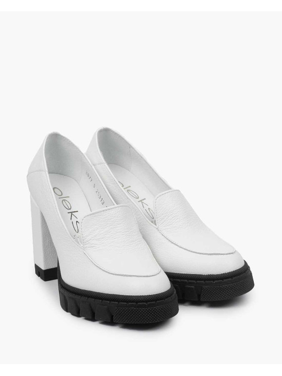 Białe półbuty damskie skórzane
