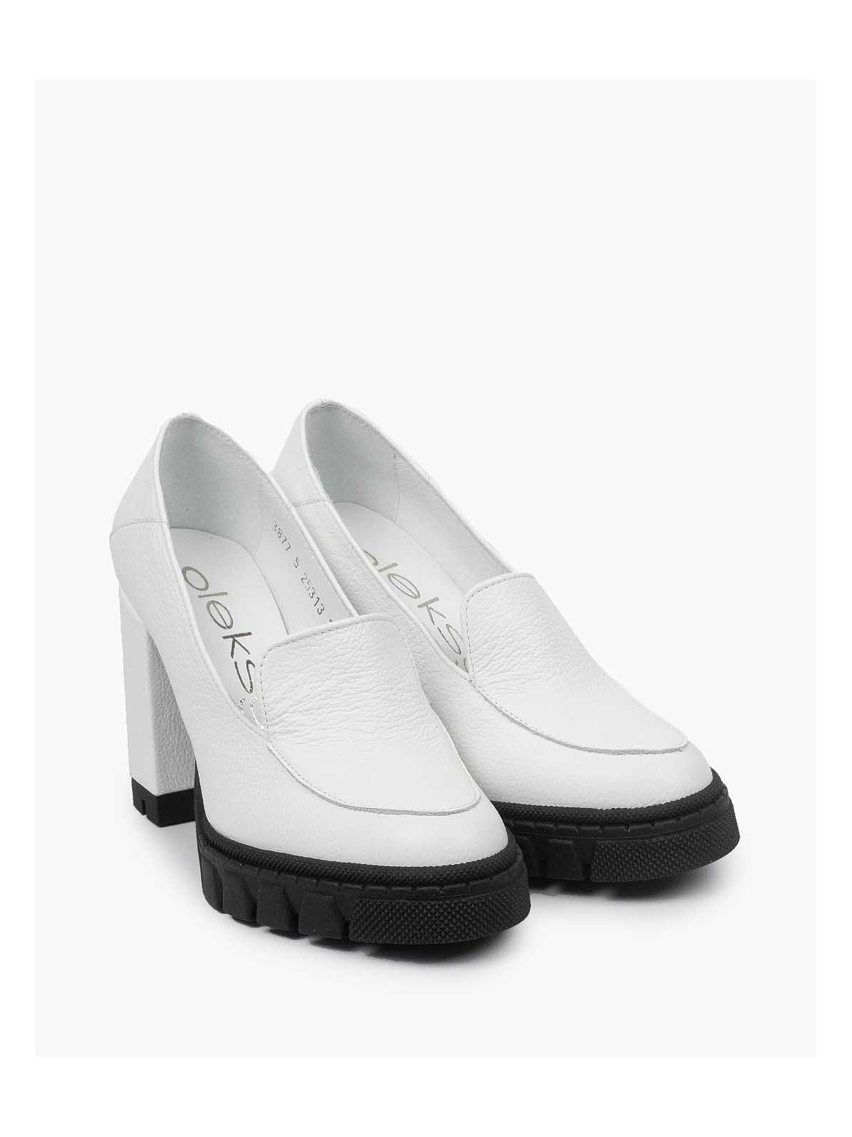 Białe półbuty damskie skórzane