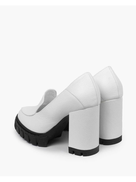 Białe półbuty damskie skórzane