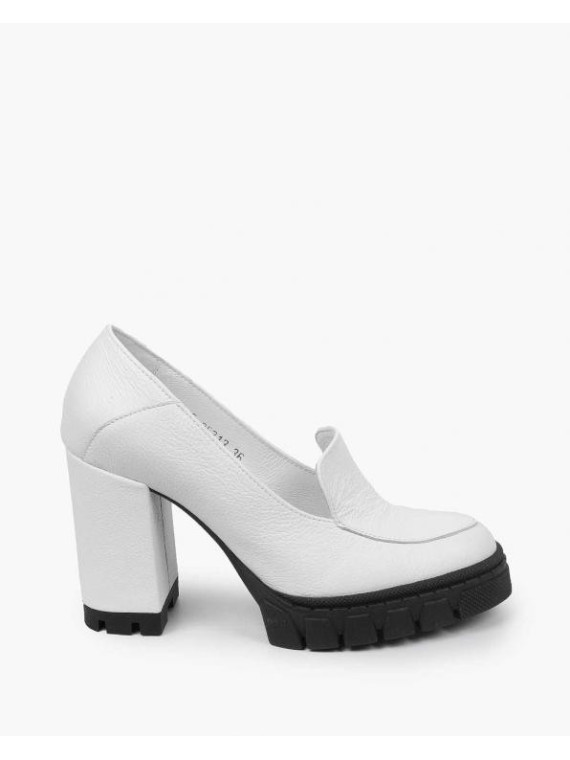 Białe półbuty damskie skórzane