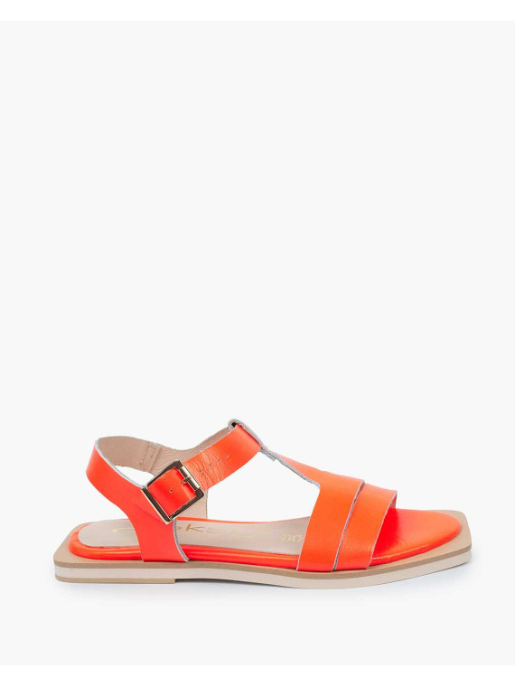 Pomarańczowe sandały damskie skórzane