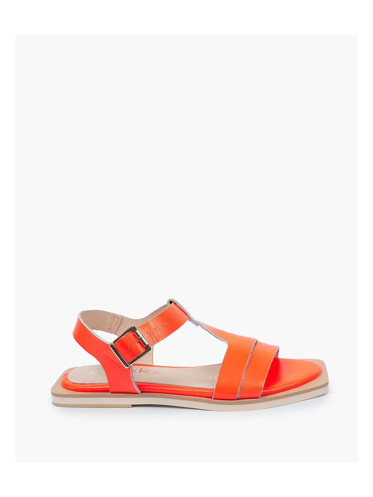 Pomarańczowe sandały damskie skórzane