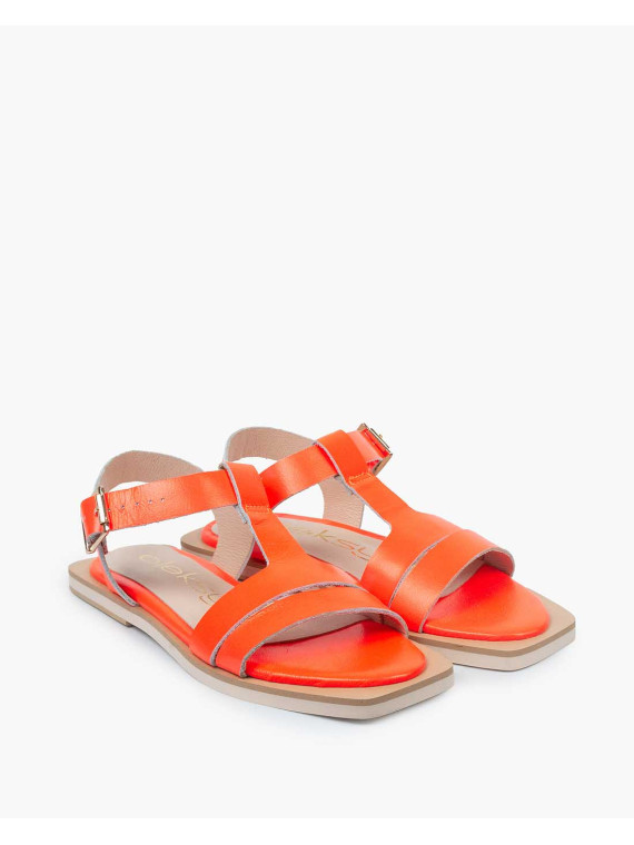 Pomarańczowe sandały damskie skórzane