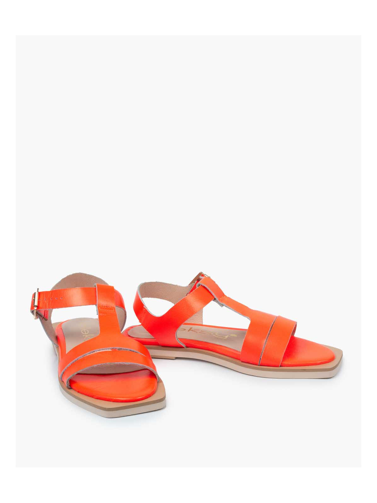 Pomarańczowe sandały damskie skórzane