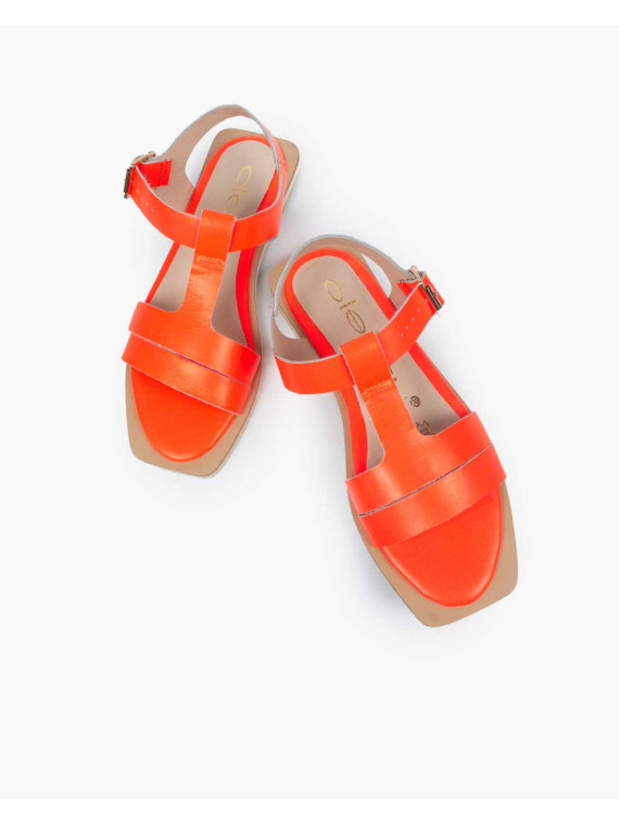 Pomarańczowe sandały damskie skórzane