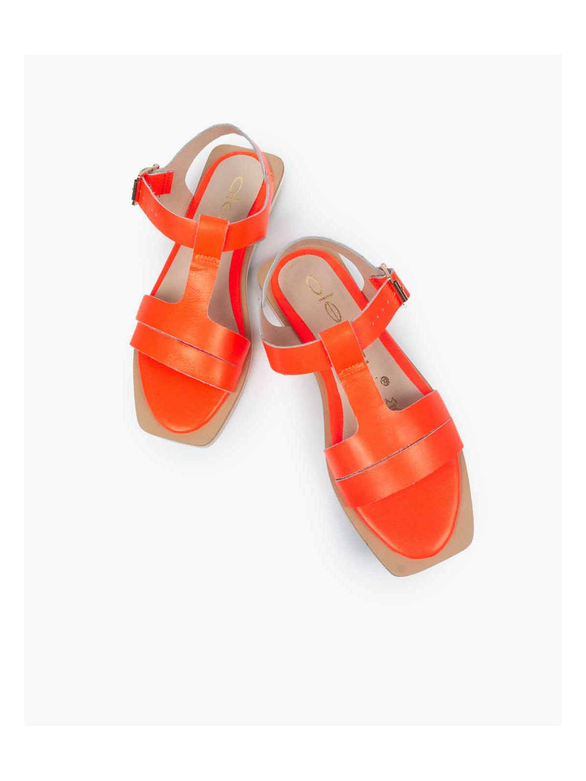 Pomarańczowe sandały damskie skórzane