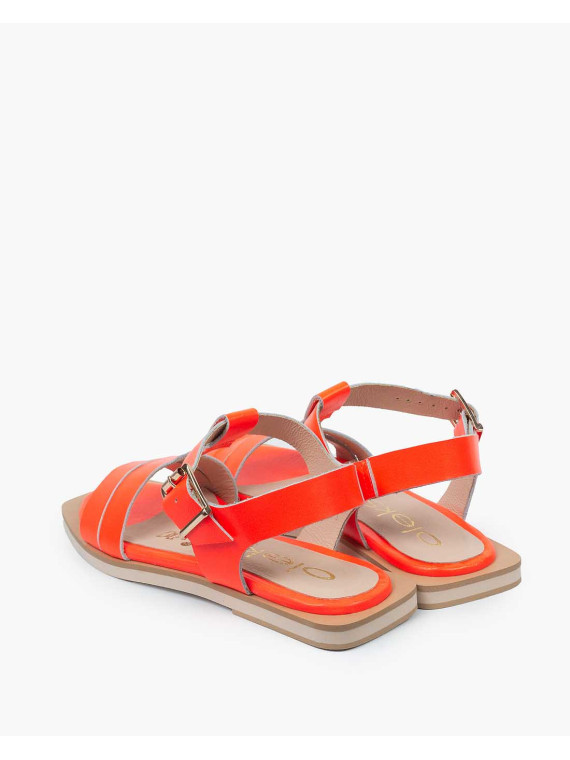 Pomarańczowe sandały damskie skórzane