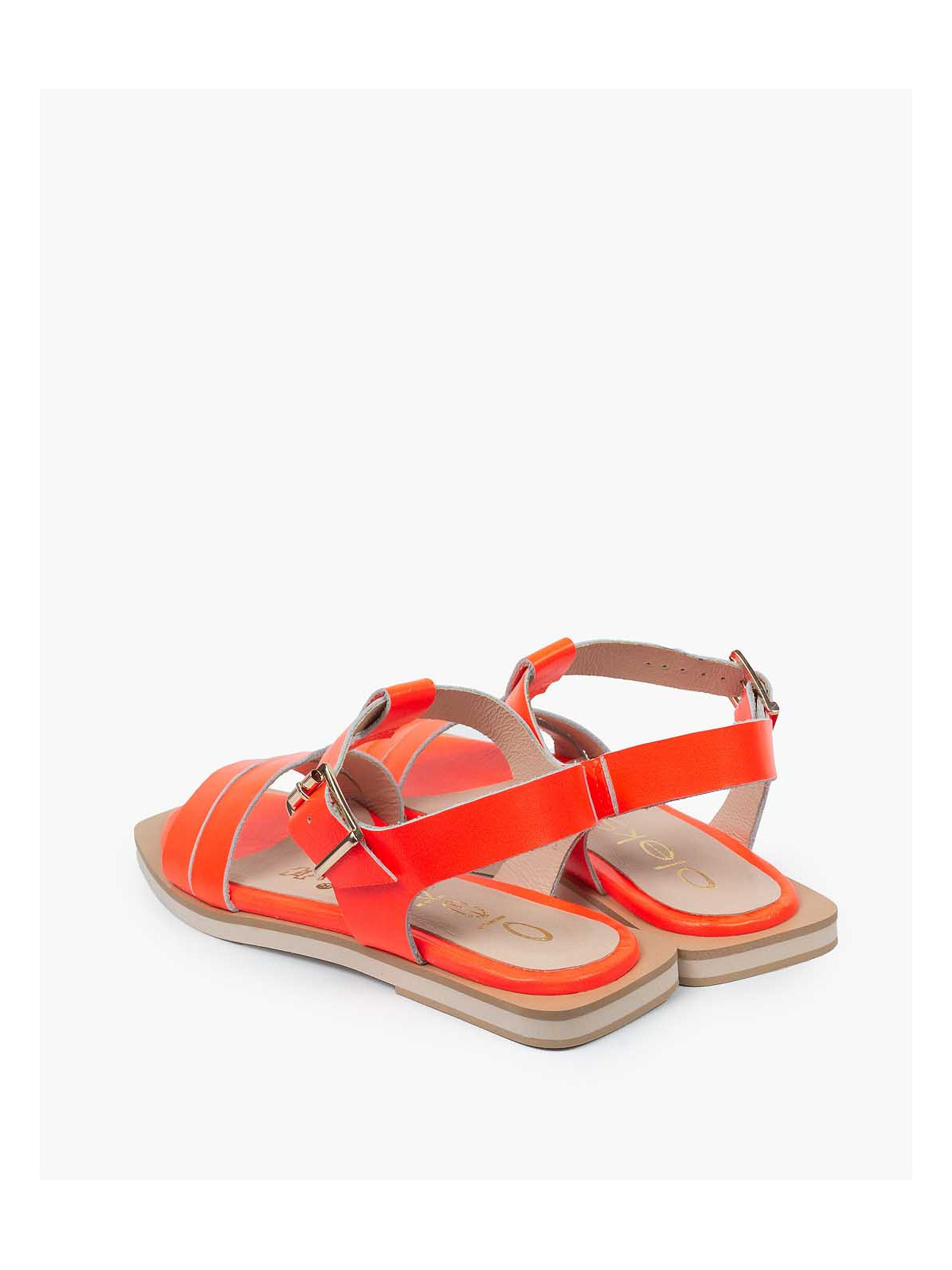 Pomarańczowe sandały damskie skórzane