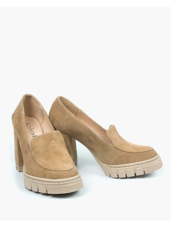 Beżowe półbuty damskie skórzane