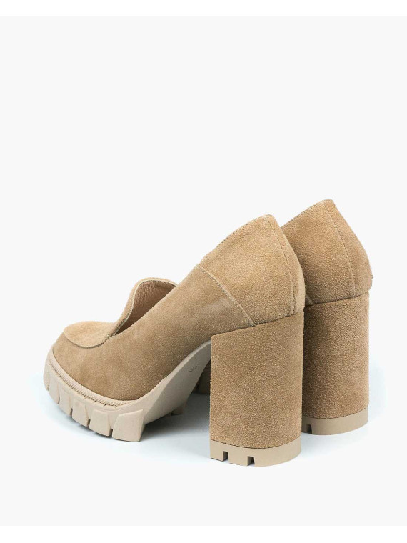 Beżowe półbuty damskie skórzane