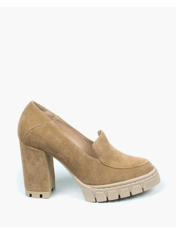 Beżowe półbuty damskie skórzane