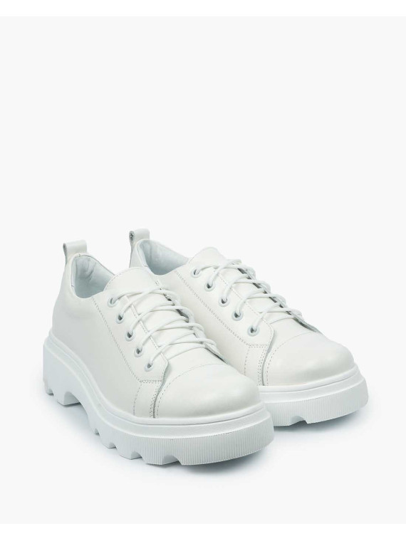 Białe trapery damskie skórzane