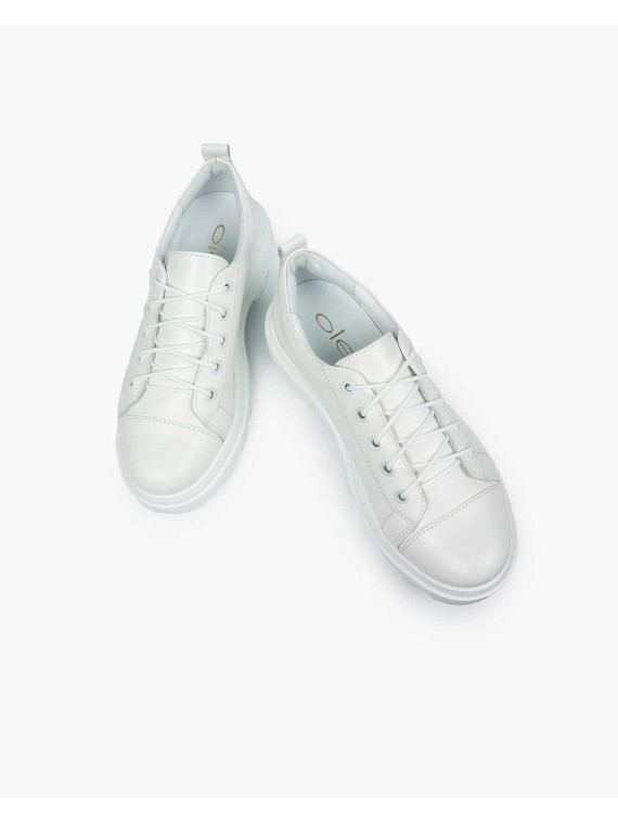 Białe trapery damskie skórzane