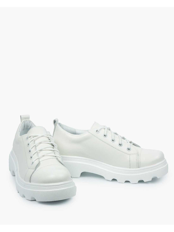 Białe trapery damskie skórzane