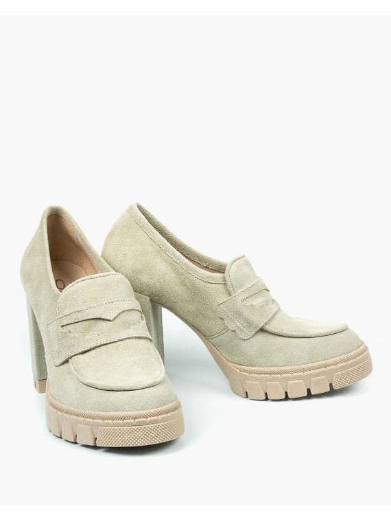 Beżowe półbuty damskie skórzane