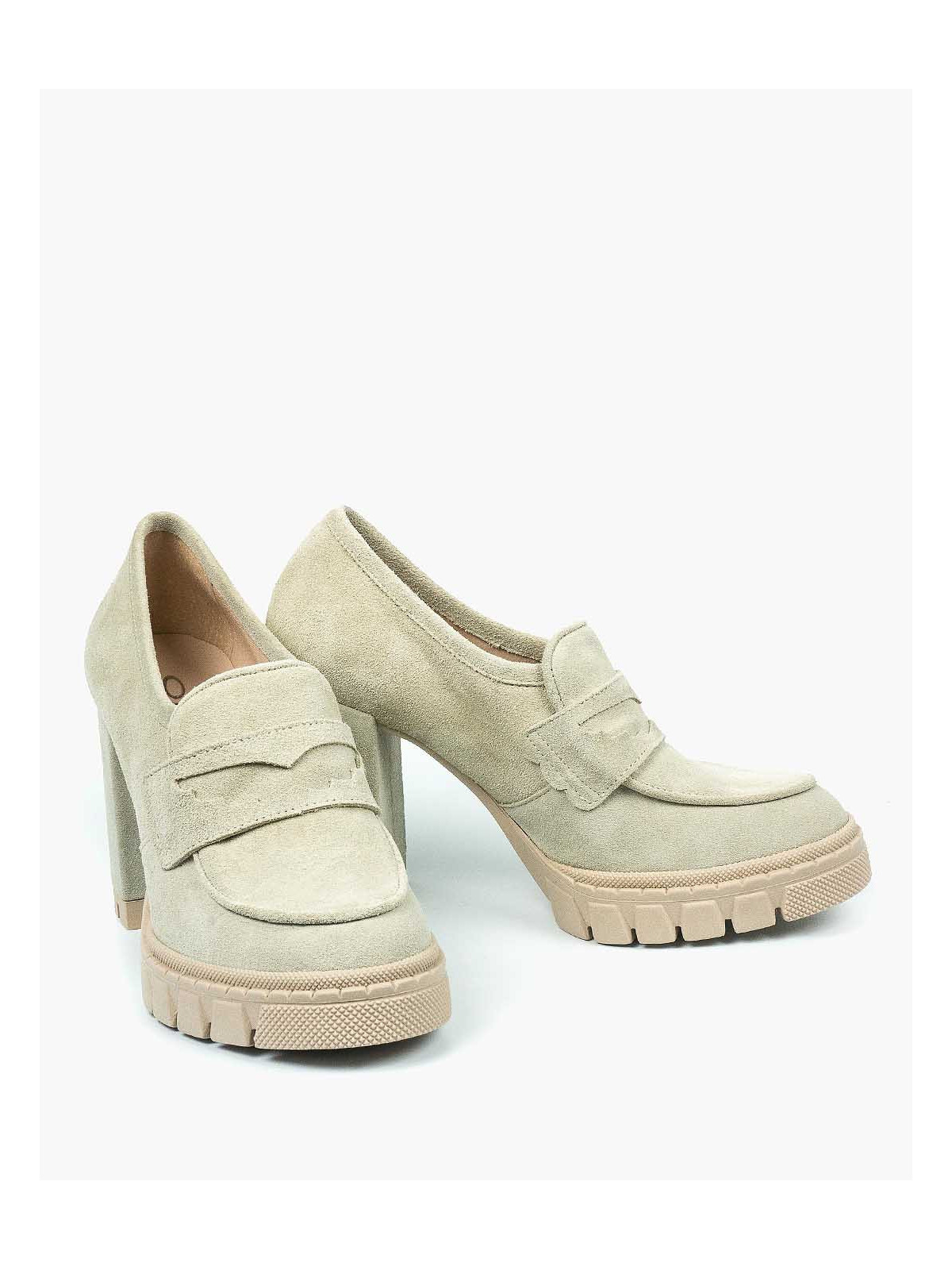 Beżowe półbuty damskie skórzane