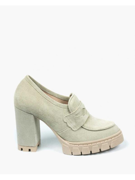 Beżowe półbuty damskie skórzane