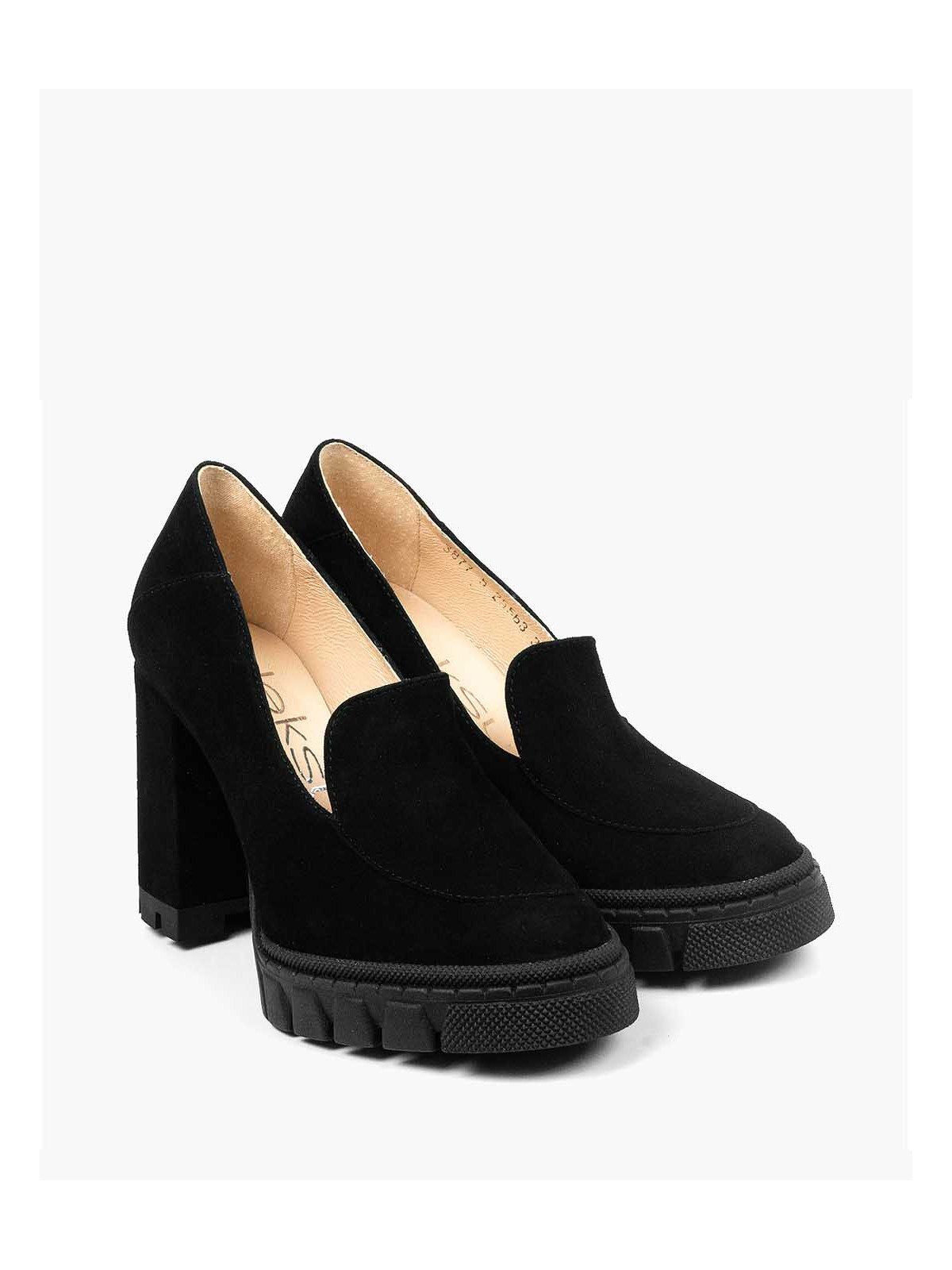 Czarne półbuty damskie skórzane