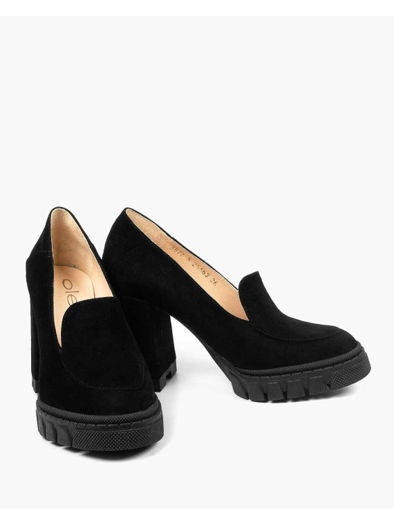 Czarne półbuty damskie skórzane