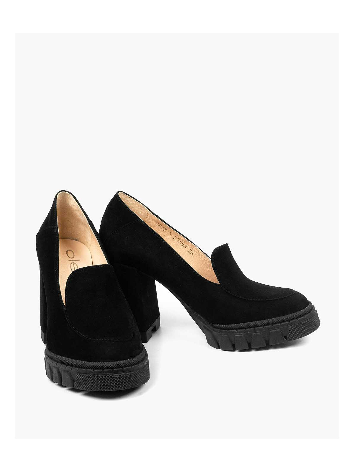 Czarne półbuty damskie skórzane