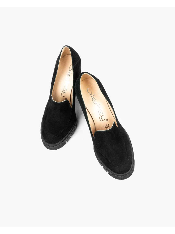 Czarne półbuty damskie skórzane