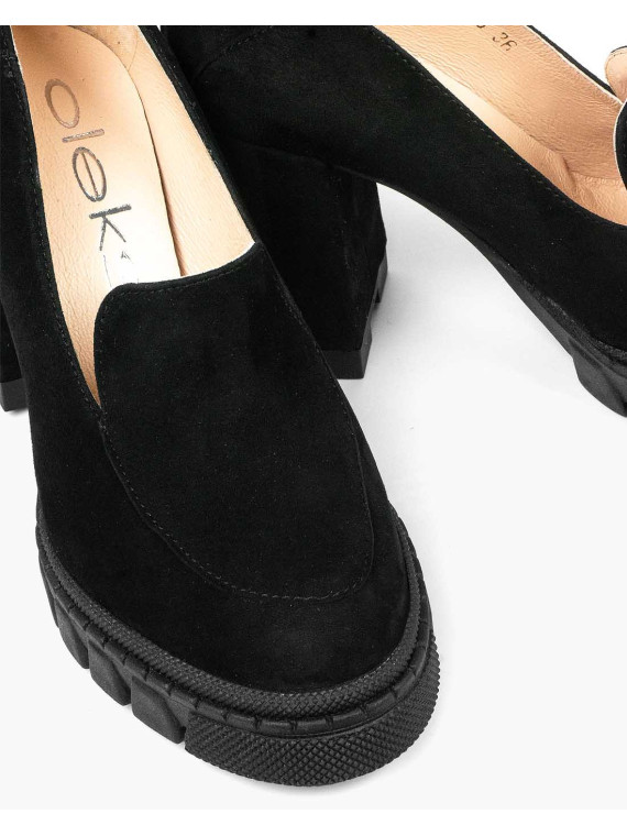 Czarne półbuty damskie skórzane