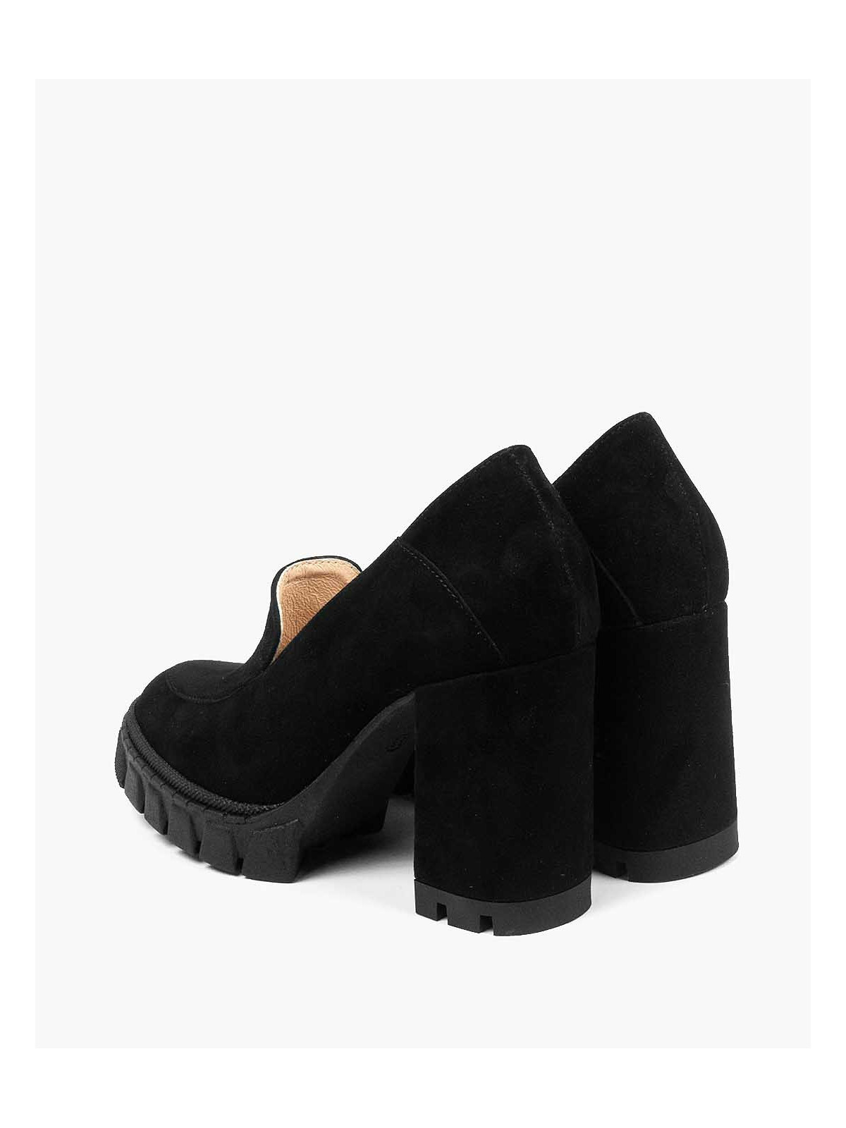 Czarne półbuty damskie skórzane