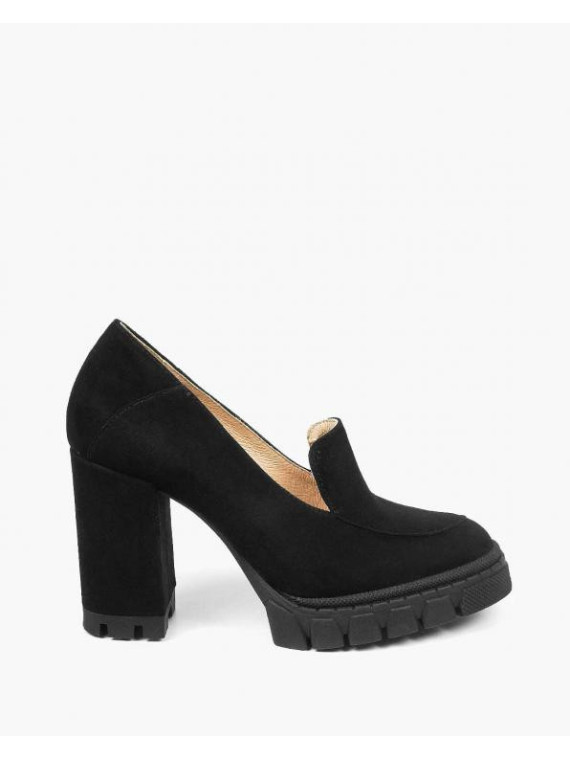 Czarne półbuty damskie skórzane