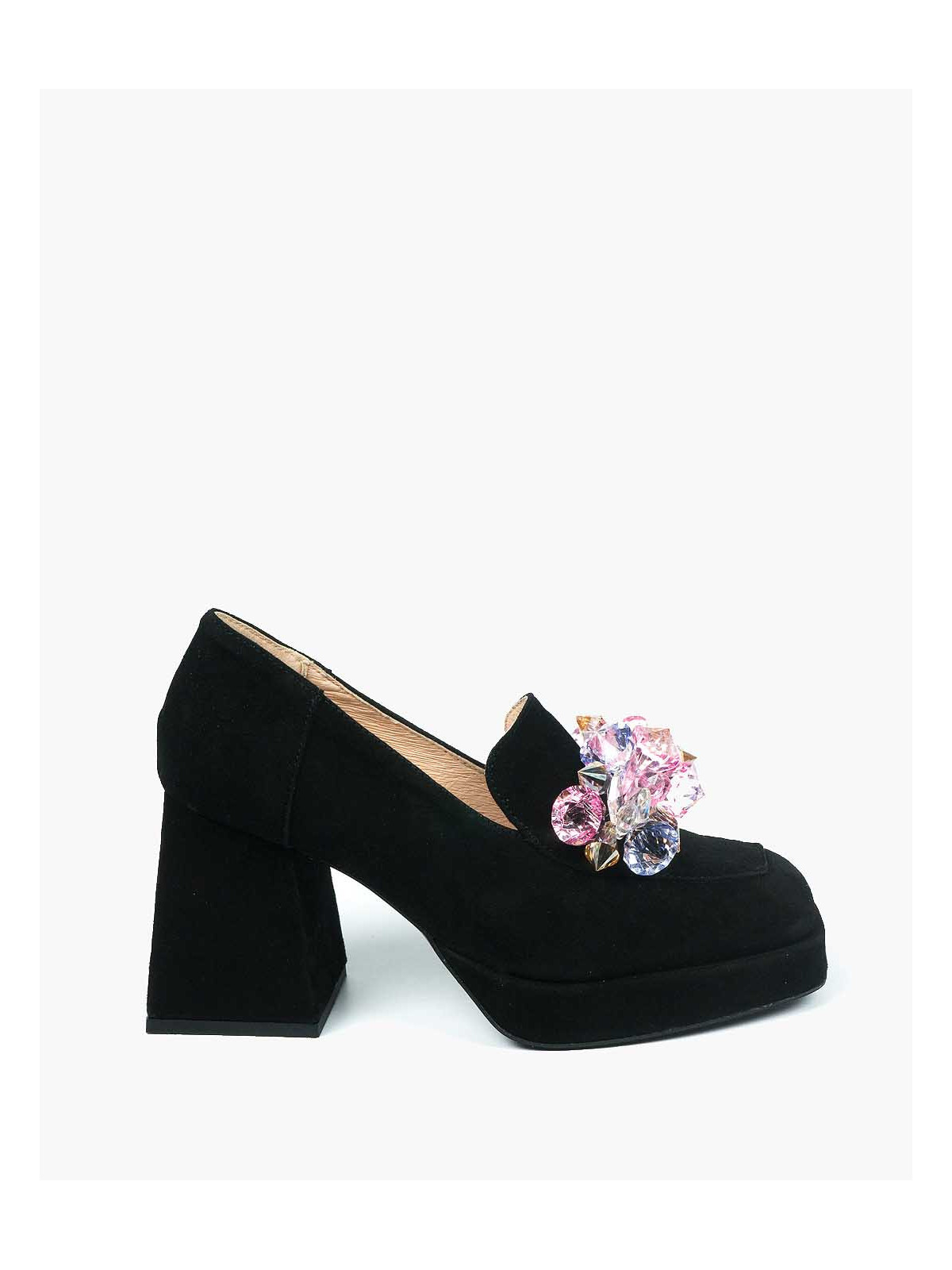 Czarne półbuty damskie skórzane