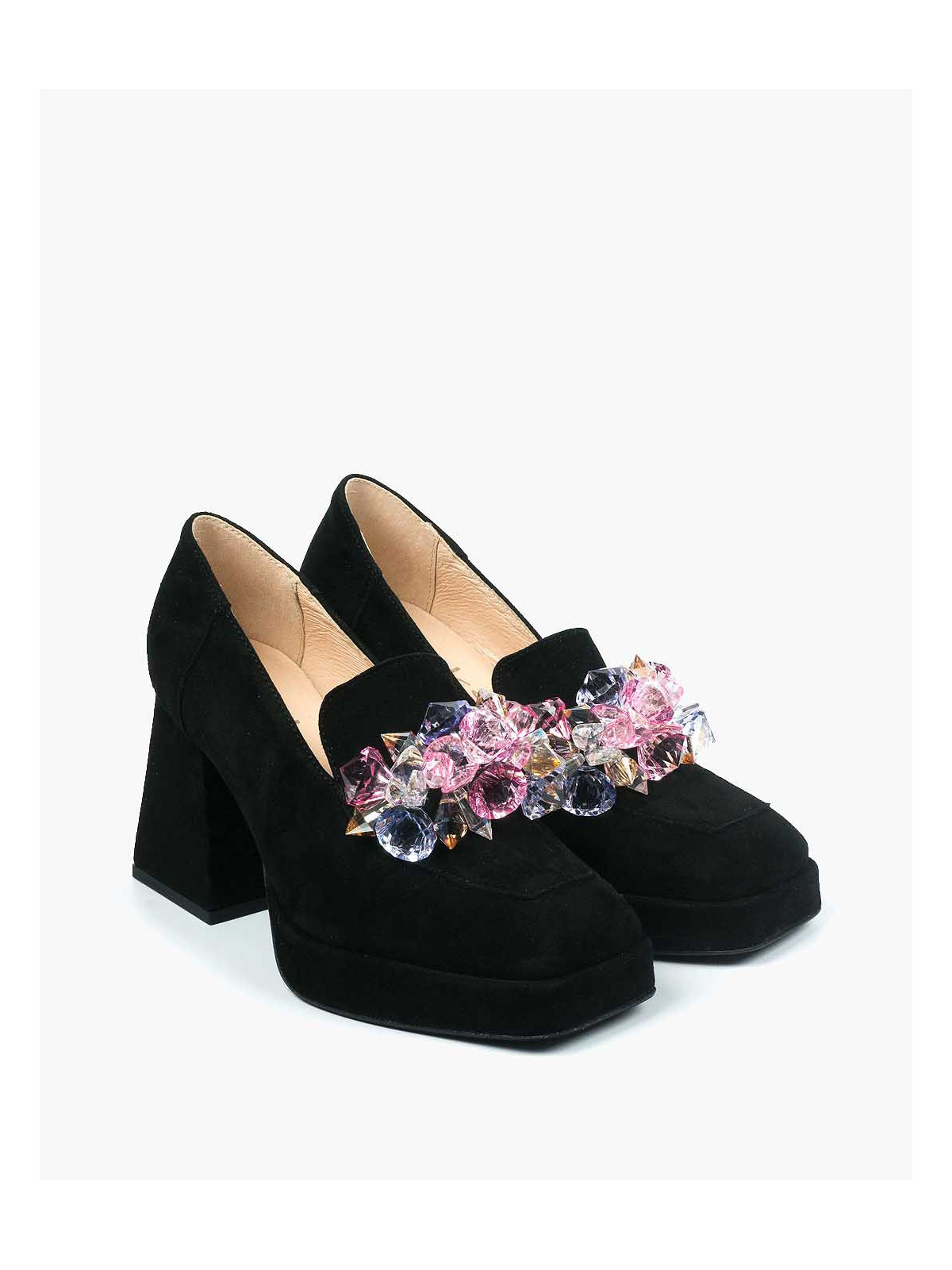 Czarne półbuty damskie skórzane