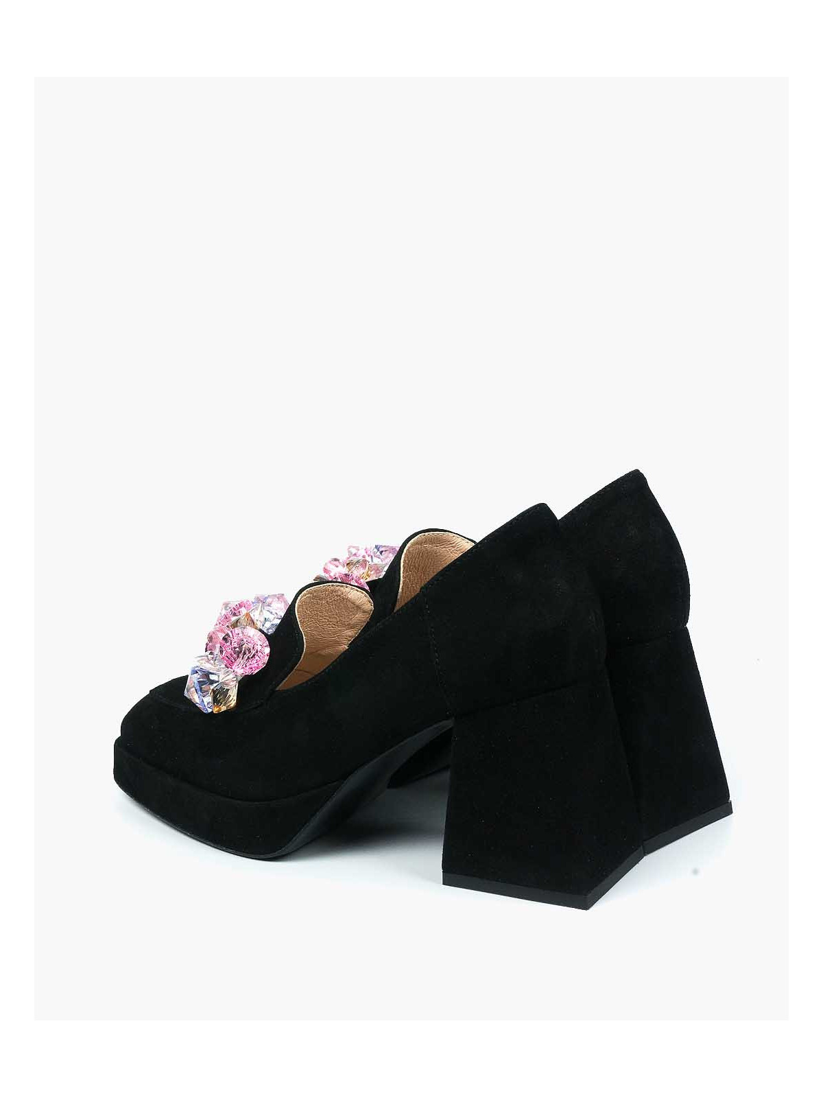 Czarne półbuty damskie skórzane