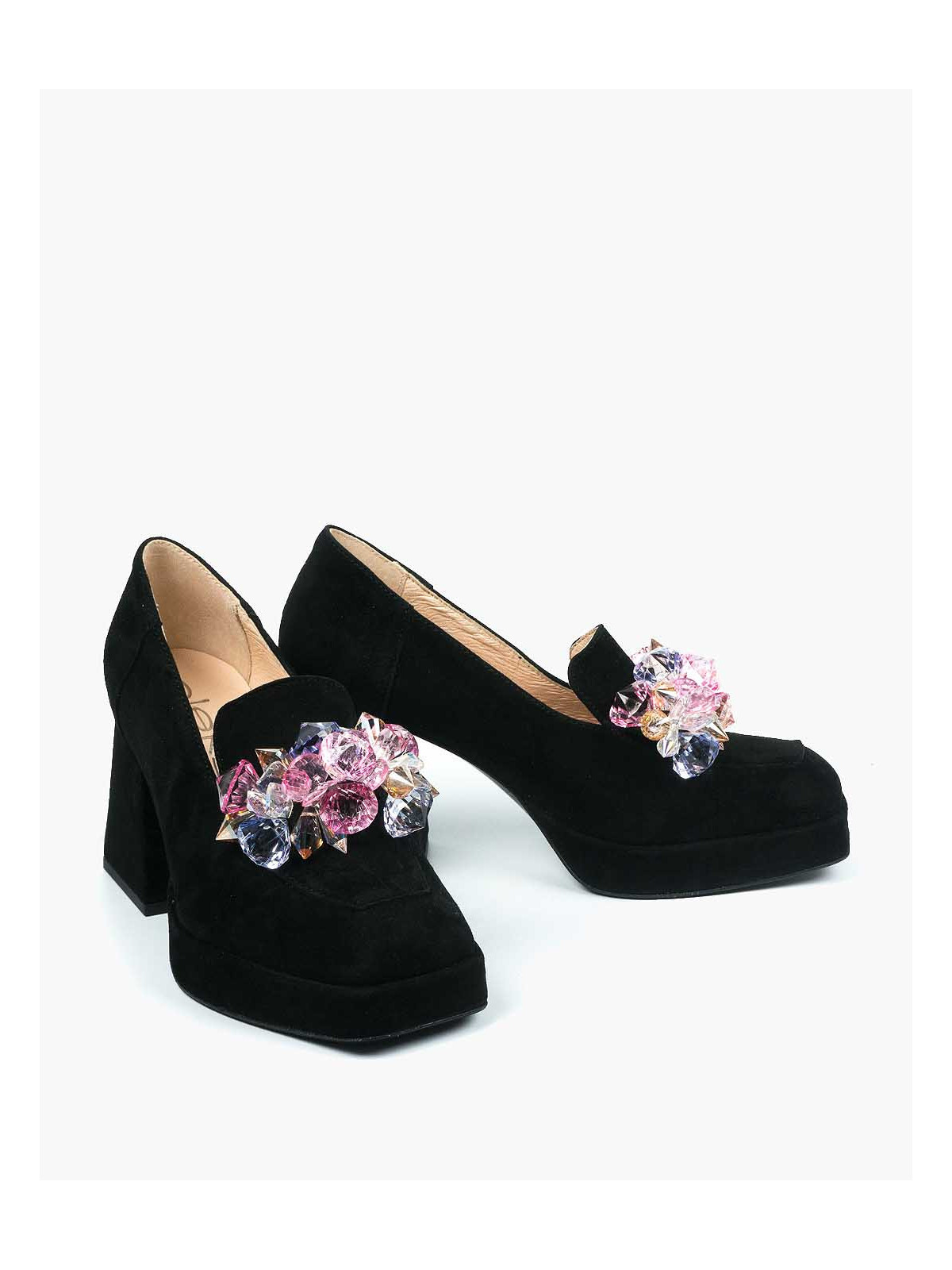 Czarne półbuty damskie skórzane