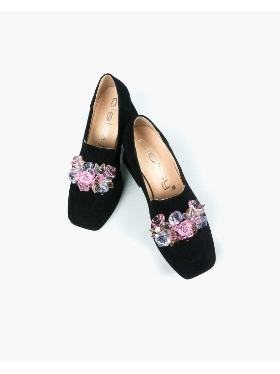 Czarne półbuty damskie skórzane