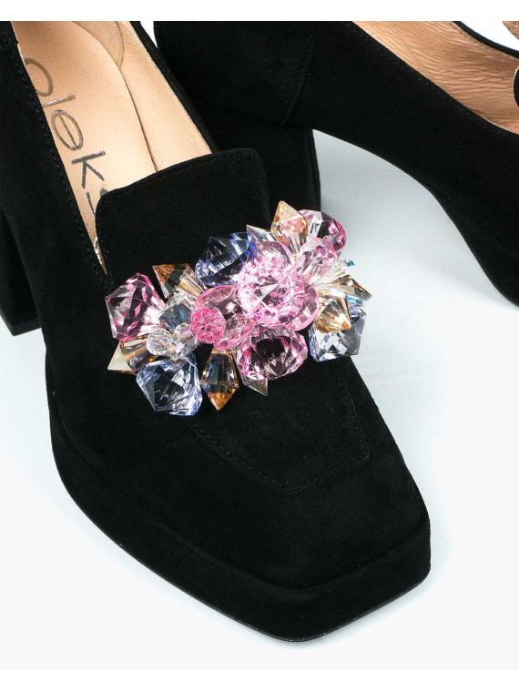 Czarne półbuty damskie skórzane