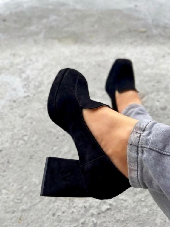 Czarne półbuty damskie skórzane