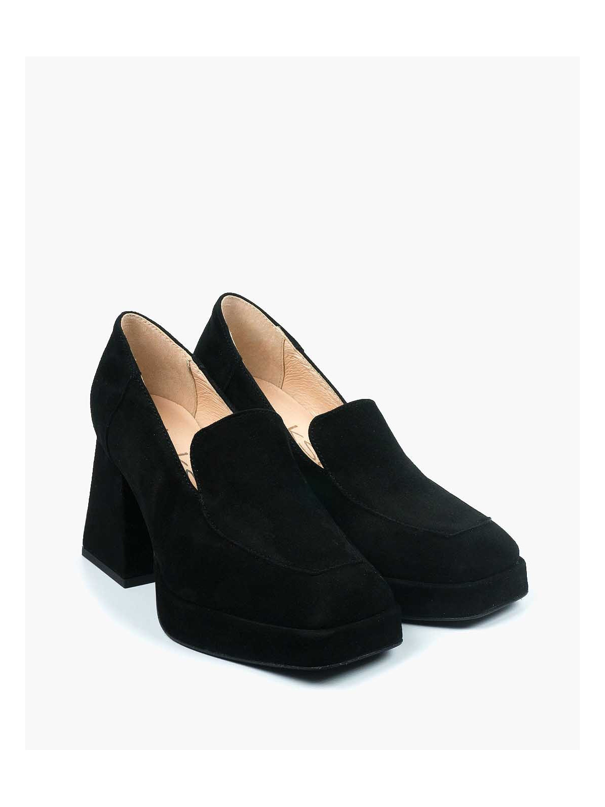 Czarne półbuty damskie skórzane