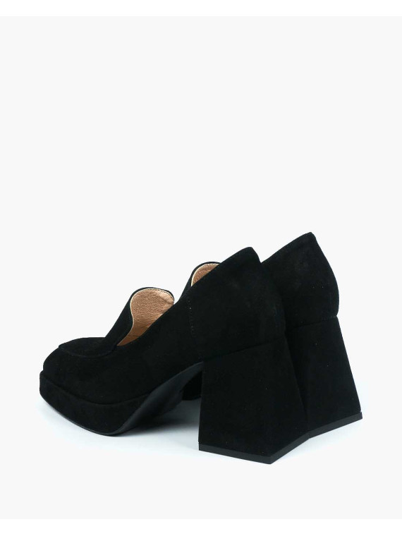 Czarne półbuty damskie skórzane