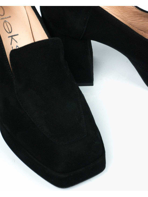 Czarne półbuty damskie skórzane
