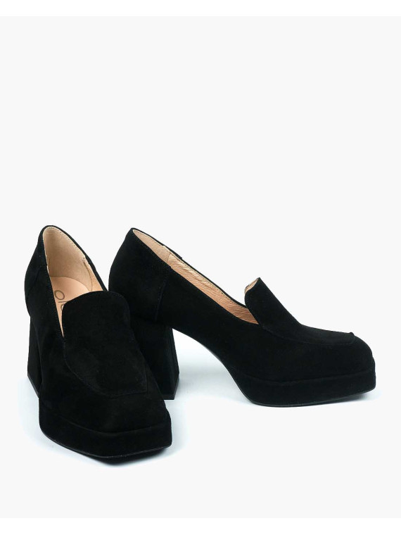 Czarne półbuty damskie skórzane