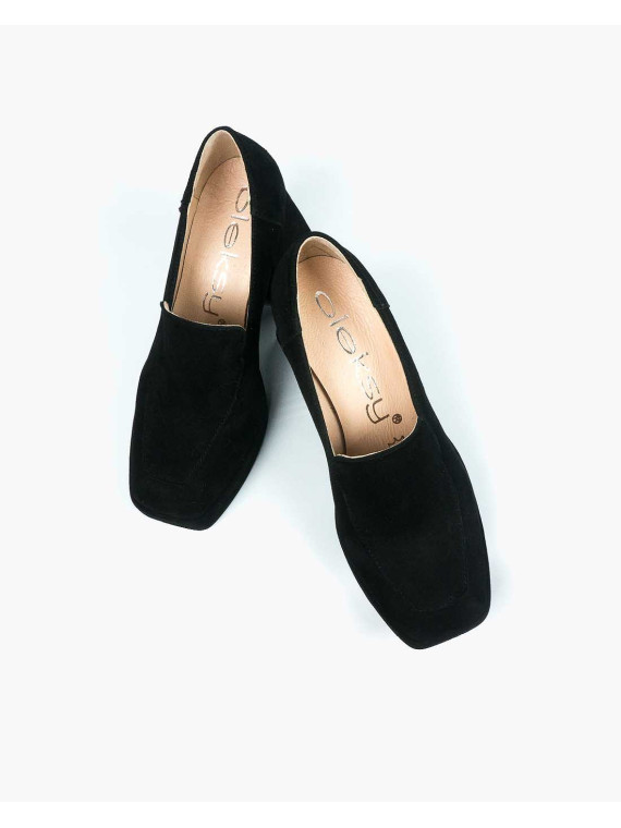 Czarne półbuty damskie skórzane